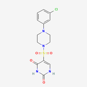 molecular formula C14H15ClN4O4S B5520352 5-{[4-(3-chlorophenyl)-1-piperazinyl]sulfonyl}-2-hydroxy-4(3H)-pyrimidinone 