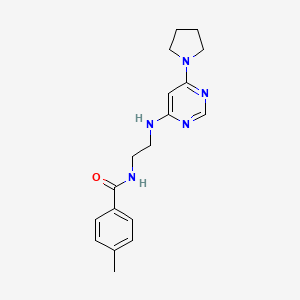 molecular formula C18H23N5O B5520379 4-methyl-N-(2-{[6-(1-pyrrolidinyl)-4-pyrimidinyl]amino}ethyl)benzamide 