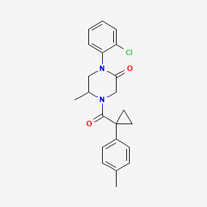 molecular formula C22H23ClN2O2 B5520380 1-(2-chlorophenyl)-5-methyl-4-{[1-(4-methylphenyl)cyclopropyl]carbonyl}-2-piperazinone 