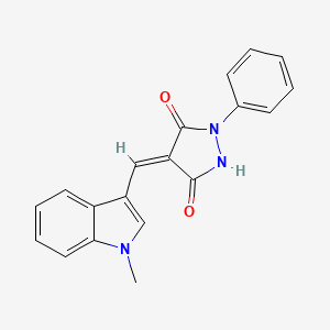molecular formula C19H15N3O2 B5520405 4-[(1-methyl-1H-indol-3-yl)methylene]-1-phenyl-3,5-pyrazolidinedione 