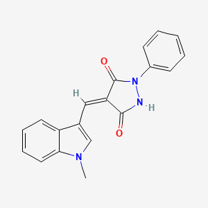 molecular formula C19H15N3O2 B5520405 4-[(1-甲基-1H-吲哚-3-基)亚甲基]-1-苯基-3,5-吡唑烷二酮 