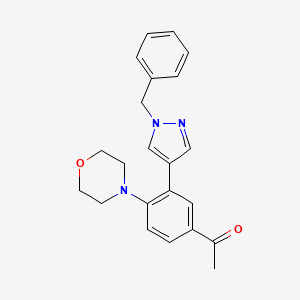 molecular formula C22H23N3O2 B5520407 1-[3-(1-benzyl-1H-pyrazol-4-yl)-4-morpholin-4-ylphenyl]ethanone 