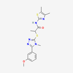 molecular formula C18H21N5O2S2 B5520443 N-(4,5-二甲基-1,3-噻唑-2-基)-2-{[5-(3-甲氧基苯基)-4-甲基-4H-1,2,4-三唑-3-基]硫代}丙酰胺 