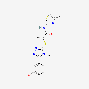 molecular formula C18H21N5O2S2 B5520443 N-(4,5-dimethyl-1,3-thiazol-2-yl)-2-{[5-(3-methoxyphenyl)-4-methyl-4H-1,2,4-triazol-3-yl]thio}propanamide 