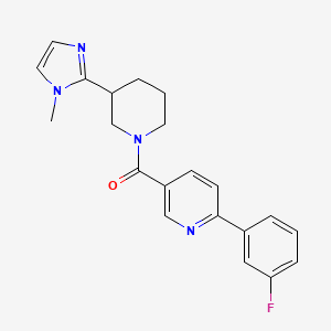 molecular formula C21H21FN4O B5520454 2-(3-fluorophenyl)-5-{[3-(1-methyl-1H-imidazol-2-yl)-1-piperidinyl]carbonyl}pyridine 