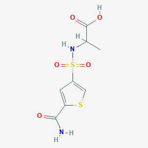 molecular formula C8H10N2O5S2 B5520466 N-{[5-(aminocarbonyl)-3-thienyl]sulfonyl}alanine 