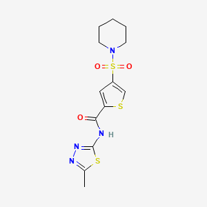 molecular formula C13H16N4O3S3 B5520473 N-(5-methyl-1,3,4-thiadiazol-2-yl)-4-(1-piperidinylsulfonyl)-2-thiophenecarboxamide 