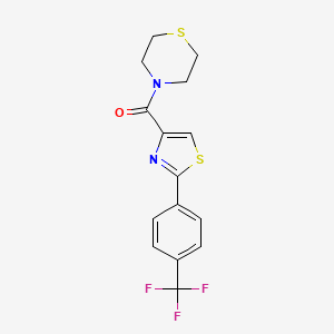 molecular formula C15H13F3N2OS2 B5520477 4-({2-[4-(trifluoromethyl)phenyl]-1,3-thiazol-4-yl}carbonyl)thiomorpholine 