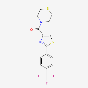 molecular formula C15H13F3N2OS2 B5520477 4-({2-[4-(三氟甲基)苯基]-1,3-噻唑-4-基}羰基)硫代吗啉 