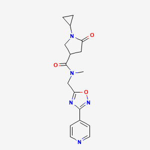 molecular formula C17H19N5O3 B5520481 1-cyclopropyl-N-methyl-5-oxo-N-{[3-(4-pyridinyl)-1,2,4-oxadiazol-5-yl]methyl}-3-pyrrolidinecarboxamide 