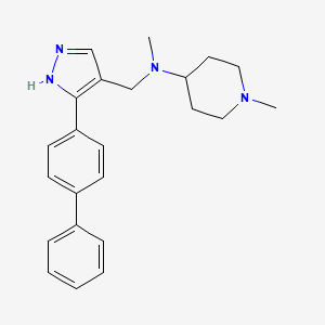 molecular formula C23H28N4 B5520490 N-{[3-(4-biphenylyl)-1H-pyrazol-4-yl]methyl}-N,1-dimethyl-4-piperidinamine 