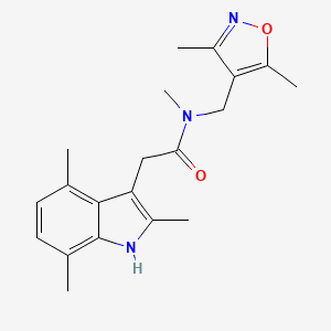 molecular formula C20H25N3O2 B5520508 N-[(3,5-dimethyl-4-isoxazolyl)methyl]-N-methyl-2-(2,4,7-trimethyl-1H-indol-3-yl)acetamide 
