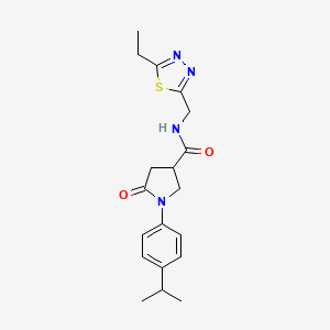 molecular formula C19H24N4O2S B5520519 N-[(5-ethyl-1,3,4-thiadiazol-2-yl)methyl]-1-(4-isopropylphenyl)-5-oxo-3-pyrrolidinecarboxamide 