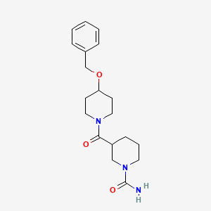 molecular formula C19H27N3O3 B5520541 3-{[4-(benzyloxy)-1-piperidinyl]carbonyl}-1-piperidinecarboxamide 