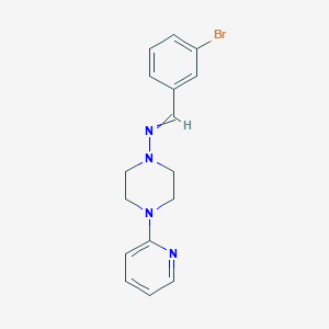 molecular formula C16H17BrN4 B5520561 N-(3-bromobenzylidene)-4-(2-pyridinyl)-1-piperazinamine 