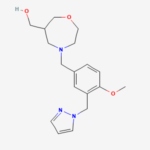 {4-[4-methoxy-3-(1H-pyrazol-1-ylmethyl)benzyl]-1,4-oxazepan-6-yl}methanol