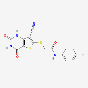 molecular formula C15H9FN4O3S2 B5520573 2-[(7-氰基-4-羟基-2-氧代-1,2-二氢噻吩并[3,2-d]嘧啶-6-基)硫代]-N-(4-氟苯基)乙酰胺 