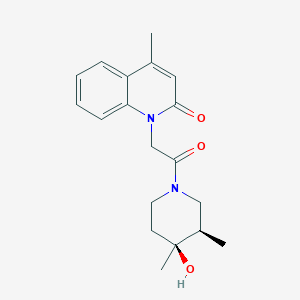 molecular formula C19H24N2O3 B5520616 1-{2-[(3R*,4S*)-4-hydroxy-3,4-dimethylpiperidin-1-yl]-2-oxoethyl}-4-methylquinolin-2(1H)-one 