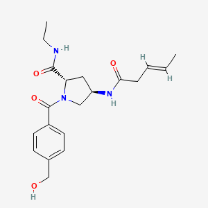 molecular formula C20H27N3O4 B5520624 (4R)-N-ethyl-1-[4-(hydroxymethyl)benzoyl]-4-[(3E)-pent-3-enoylamino]-L-prolinamide 