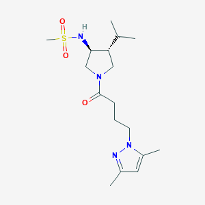 molecular formula C17H30N4O3S B5520651 N-{(3S*,4R*)-1-[4-(3,5-二甲基-1H-吡唑-1-基)丁酰]-4-异丙基-3-吡咯烷基}甲磺酰胺 