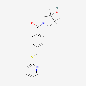 molecular formula C20H24N2O2S B5520687 3,4,4-trimethyl-1-{4-[(pyridin-2-ylthio)methyl]benzoyl}pyrrolidin-3-ol 
