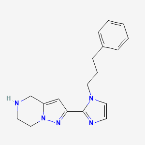 molecular formula C18H21N5 B5520698 2-[1-(3-phenylpropyl)-1H-imidazol-2-yl]-4,5,6,7-tetrahydropyrazolo[1,5-a]pyrazine dihydrochloride 