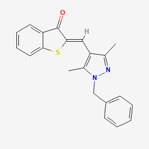 molecular formula C21H18N2OS B5520702 2-[(1-benzyl-3,5-dimethyl-1H-pyrazol-4-yl)methylene]-1-benzothiophen-3(2H)-one 