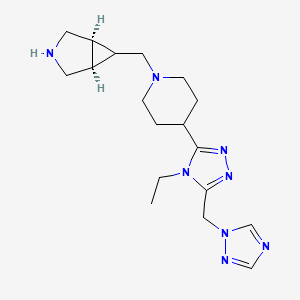 molecular formula C18H28N8 B5520724 rel-(1R,5S,6r)-6-({4-[4-ethyl-5-(1H-1,2,4-triazol-1-ylmethyl)-4H-1,2,4-triazol-3-yl]-1-piperidinyl}methyl)-3-azabicyclo[3.1.0]hexane dihydrochloride 