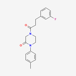 molecular formula C20H21FN2O2 B5520730 4-[3-(3-fluorophenyl)propanoyl]-1-(4-methylphenyl)-2-piperazinone 