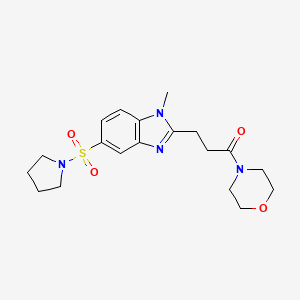 molecular formula C19H26N4O4S B5520770 1-甲基-2-(3-吗啉-4-基-3-氧代丙基)-5-(吡咯烷-1-基磺酰基)-1H-苯并咪唑 