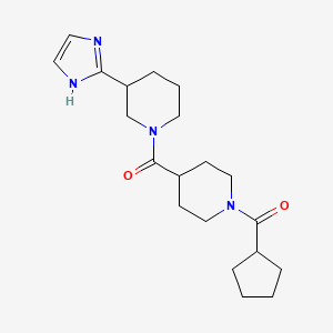 molecular formula C20H30N4O2 B5520792 1-{[1-(cyclopentylcarbonyl)-4-piperidinyl]carbonyl}-3-(1H-imidazol-2-yl)piperidine 