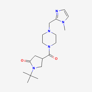 molecular formula C18H29N5O2 B5520819 1-叔丁基-4-({4-[(1-甲基-1H-咪唑-2-基)甲基]-1-哌嗪基}羰基)-2-吡咯烷酮 