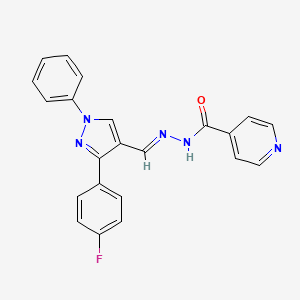 molecular formula C22H16FN5O B5520855 N'-{[3-(4-氟苯基)-1-苯基-1H-吡唑-4-基]亚甲基}异烟肼 