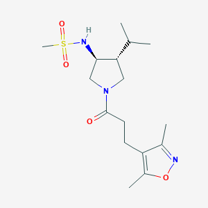 molecular formula C16H27N3O4S B5520881 N-{(3S*,4R*)-1-[3-(3,5-dimethyl-4-isoxazolyl)propanoyl]-4-isopropyl-3-pyrrolidinyl}methanesulfonamide 