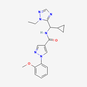 molecular formula C19H22N6O2 B5520947 N-[cyclopropyl(1-ethyl-1H-1,2,4-triazol-5-yl)methyl]-1-(2-methoxyphenyl)-1H-pyrazole-4-carboxamide 