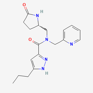 N-{[(2S)-5-oxo-2-pyrrolidinyl]methyl}-3-propyl-N-(2-pyridinylmethyl)-1H-pyrazole-5-carboxamide