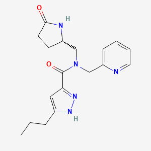 molecular formula C18H23N5O2 B5520992 N-{[(2S)-5-oxo-2-pyrrolidinyl]methyl}-3-propyl-N-(2-pyridinylmethyl)-1H-pyrazole-5-carboxamide 