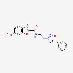 molecular formula C21H19N3O4 B5521006 6-methoxy-3-methyl-N-[2-(5-phenyl-1,2,4-oxadiazol-3-yl)ethyl]-1-benzofuran-2-carboxamide 