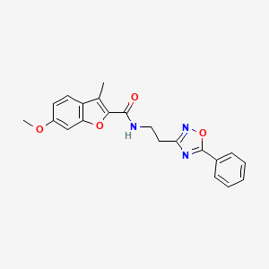 molecular formula C21H19N3O4 B5521006 6-甲氧基-3-甲基-N-[2-(5-苯基-1,2,4-恶二唑-3-基)乙基]-1-苯并呋喃-2-甲酰胺 