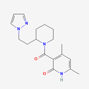 molecular formula C18H24N4O2 B5521013 4,6-dimethyl-3-({2-[2-(1H-pyrazol-1-yl)ethyl]-1-piperidinyl}carbonyl)-2(1H)-pyridinone 