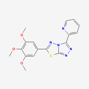 molecular formula C17H15N5O3S B5521016 3-(2-pyridinyl)-6-(3,4,5-trimethoxyphenyl)[1,2,4]triazolo[3,4-b][1,3,4]thiadiazole 