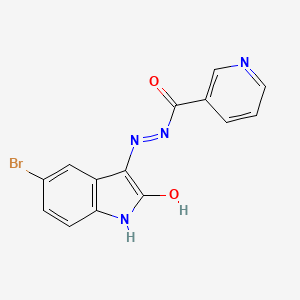 molecular formula C14H9BrN4O2 B5521037 N'-(5-bromo-2-oxo-1,2-dihydro-3H-indol-3-ylidene)nicotinohydrazide 