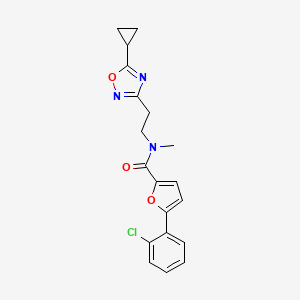 molecular formula C19H18ClN3O3 B5521091 5-(2-chlorophenyl)-N-[2-(5-cyclopropyl-1,2,4-oxadiazol-3-yl)ethyl]-N-methyl-2-furamide 