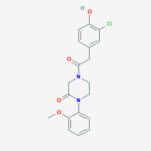 molecular formula C19H19ClN2O4 B5521133 4-[(3-chloro-4-hydroxyphenyl)acetyl]-1-(2-methoxyphenyl)-2-piperazinone 