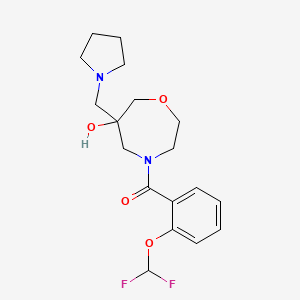 molecular formula C18H24F2N2O4 B5521149 4-[2-(difluoromethoxy)benzoyl]-6-(pyrrolidin-1-ylmethyl)-1,4-oxazepan-6-ol 