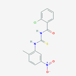 molecular formula C15H12ClN3O3S B5521167 2-chloro-N-{[(2-methyl-5-nitrophenyl)amino]carbonothioyl}benzamide 