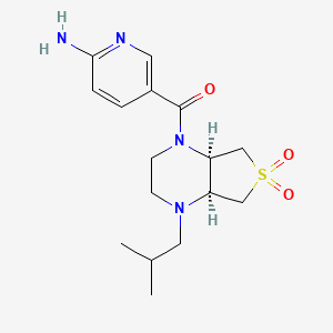 molecular formula C16H24N4O3S B5521191 5-{[(4aS*,7aR*)-4-isobutyl-6,6-dioxidohexahydrothieno[3,4-b]pyrazin-1(2H)-yl]carbonyl}-2-pyridinamine 