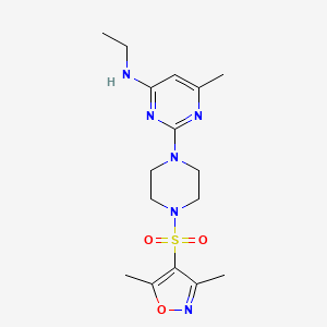 molecular formula C16H24N6O3S B5521212 2-{4-[(3,5-dimethyl-4-isoxazolyl)sulfonyl]-1-piperazinyl}-N-ethyl-6-methyl-4-pyrimidinamine 