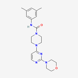 molecular formula C21H28N6O2 B5521237 N-(3,5-二甲基苯基)-4-[2-(4-吗啉基)-4-嘧啶基]-1-哌嗪甲酰胺 