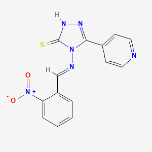 molecular formula C14H10N6O2S B5521276 4-[(2-nitrobenzylidene)amino]-5-(4-pyridinyl)-4H-1,2,4-triazole-3-thiol 